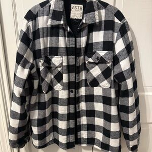 VSTR Premium Buffalo check Flannel shirt/Jacket Sherpa lining Plaid Shirt, EUC